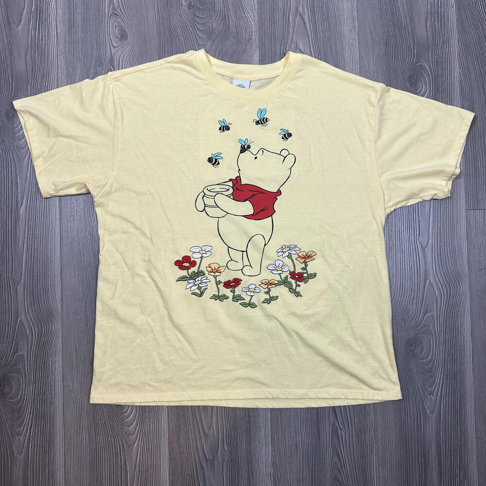 Disney Winne The‎ Pooh Light Yellow Tee Shirt with Embroidered Details